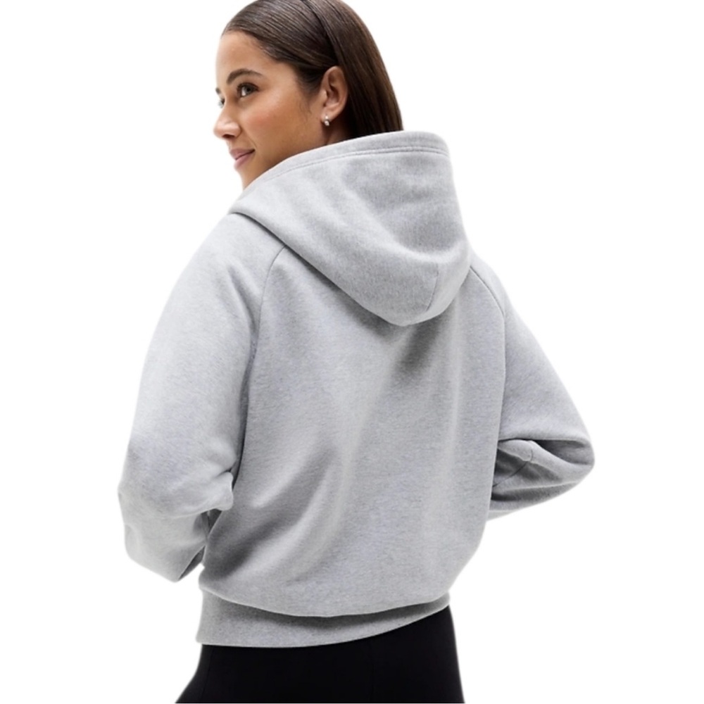 Athleta Easy Fleece 1/2 Zip Light Gray Hoodie Size Large NWT - Picture 2 of 6